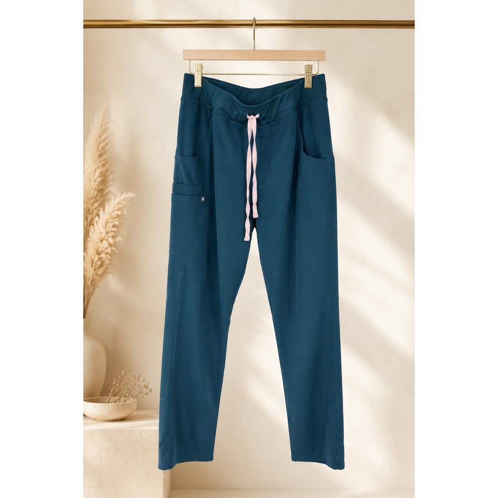 FIGS Technical Collection Scrub Pants Womens L Tall Teal Pink Drawstring L/T